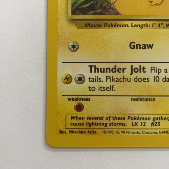 Authentic 1999 Pikachu Pokemon Card